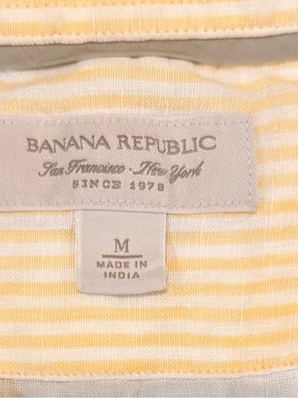 BANANA REPUBLIC 100% Linen Striped Button-Down Shirt